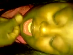 Chubby Ebon Doxy makes me cum and blows my schlong.